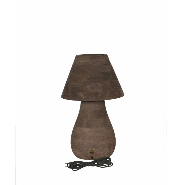 Peake Brown Mango Wood Round Table Lamp Low - Afbeelding 4