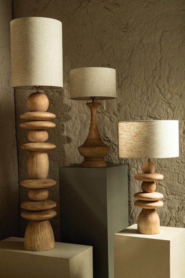 Ahid Natural Mango Wood Classic Table Lamp Round - Afbeelding 4