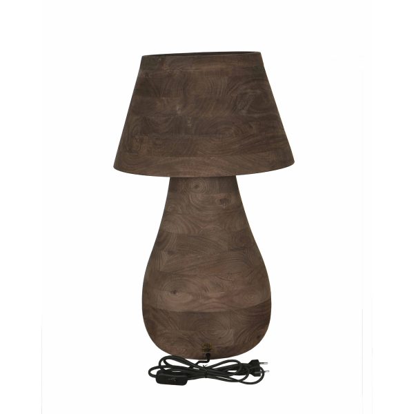 Peake Brown Mango Wood Round Table Lamp Big - Afbeelding 4