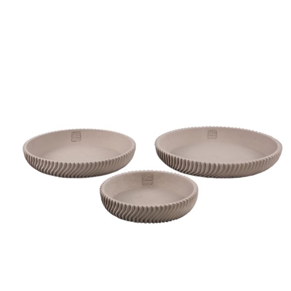 Lianna Beige cement round bowl with line pattern M - Afbeelding 4