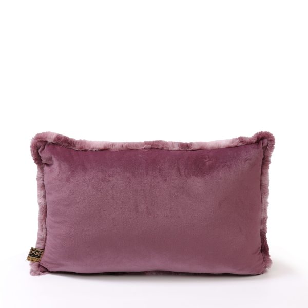 Linde Burgundy faux fur cushion rectangle - Afbeelding 4