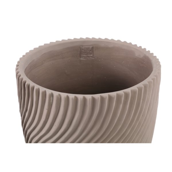 Lianna Beige cement round pot line pattern L - Afbeelding 4