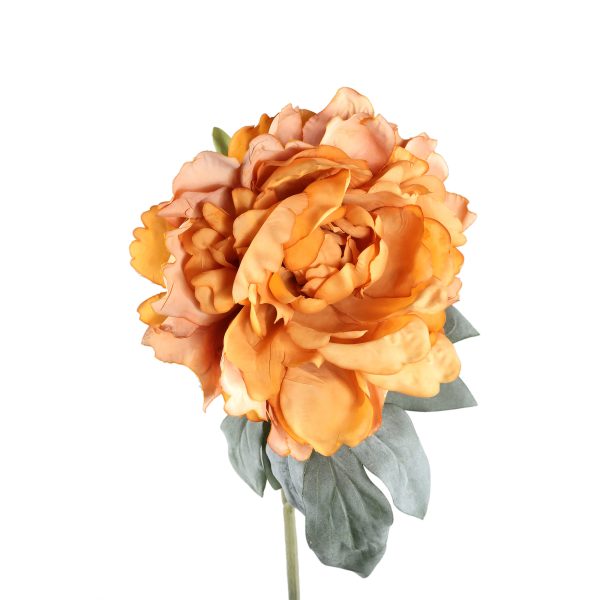 Peony Flower orange with flocked leaves - Afbeelding 4