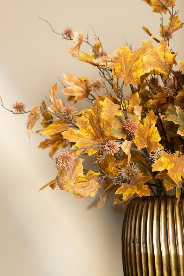 Twig plant yellow green maple spray with chestnut - Afbeelding 4