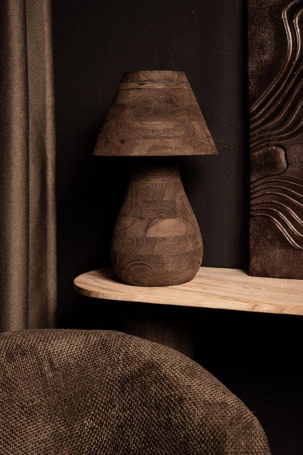 Peake Brown Mango Wood Round Table Lamp Low - Afbeelding 5