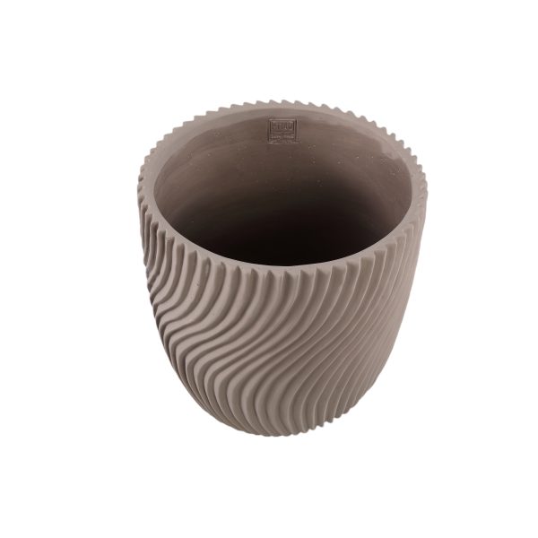 Lianna Beige cement round pot line pattern L - Afbeelding 5