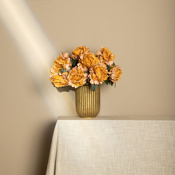 Peony Flower orange with flocked leaves - Afbeelding 5