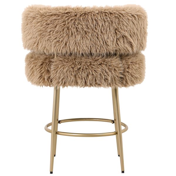 Hair Brown Bar Chair Brown Metal Base - Afbeelding 5