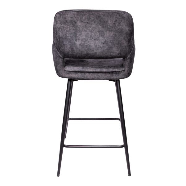 Fal LOW Velvet Anthracite Bar Stool Black Metal Le (set of 2) - Afbeelding 5