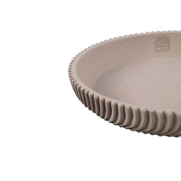 Lianna Beige cement round bowl with line pattern M - Afbeelding 6