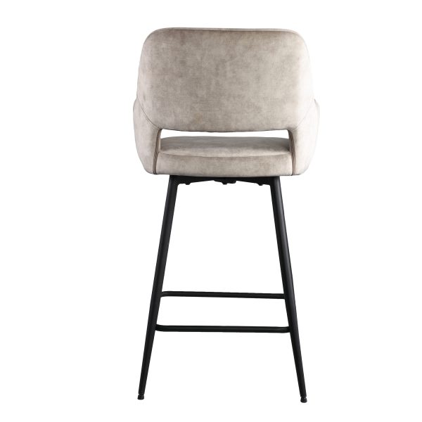 Fal LOW Velvet Khaki Bar Stool Black Metal Leg KD (set of 2) - Afbeelding 7