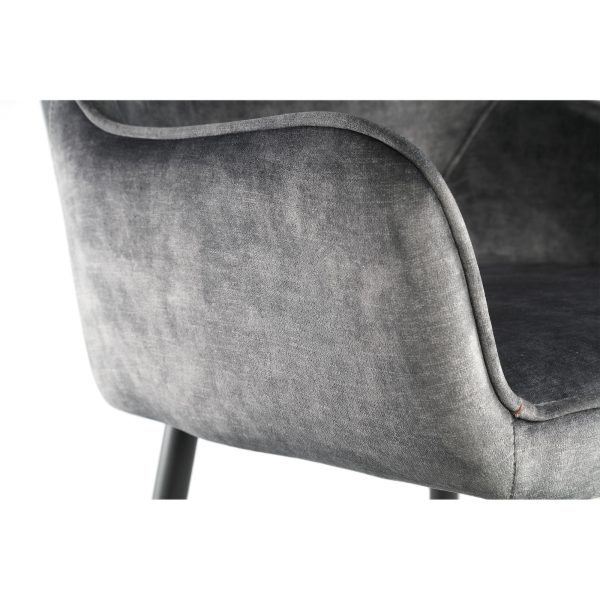Fal LOW Velvet Anthracite Bar Stool Black Metal Le (set of 2) - Afbeelding 8