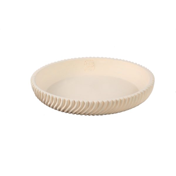 Lianna Cream cement round bowl with line pattern M