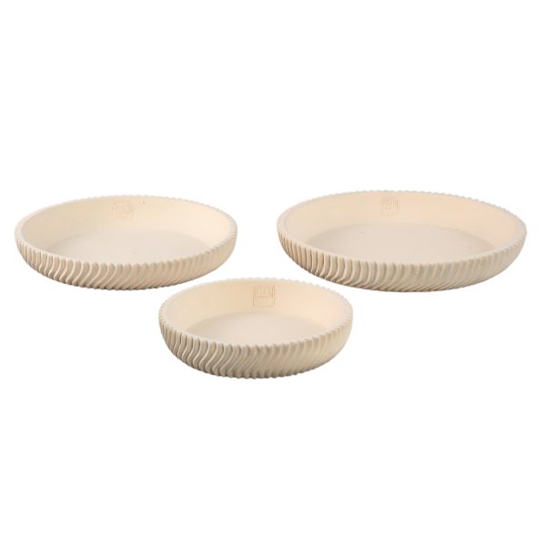Lianna Cream cement round bowl with line pattern M - Afbeelding 4