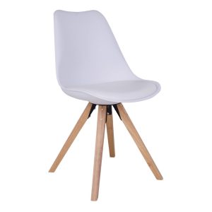 Bergen Dining Chair - Chair in white with natural wood legs (set of 2)