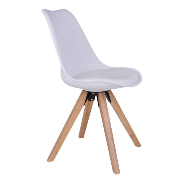 Bergen Dining Chair - Chair in white with natural wood legs (set of 2) - Afbeelding 3