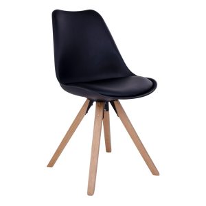 Bergen Dining Chair - Chair in black with natural wood legs (set of 2)