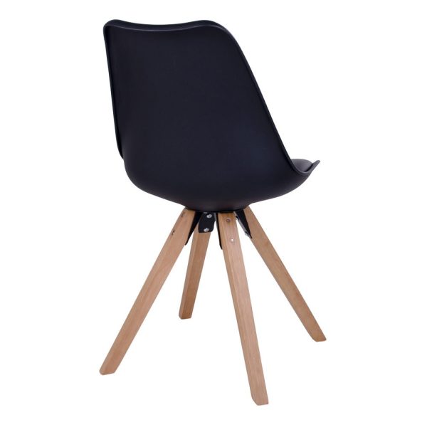 Bergen Dining Chair - Chair in black with natural wood legs (set of 2) - Afbeelding 4