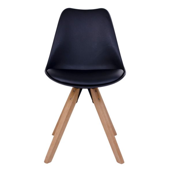 Bergen Dining Chair - Chair in black with natural wood legs (set of 2) - Afbeelding 5