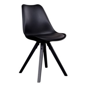 Bergen Dining Chair - Chair in black with black wood legs (set of 2)