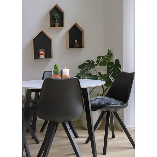 Bergen Dining Chair - Chair in black with black wood legs (set of 2) - Afbeelding 2