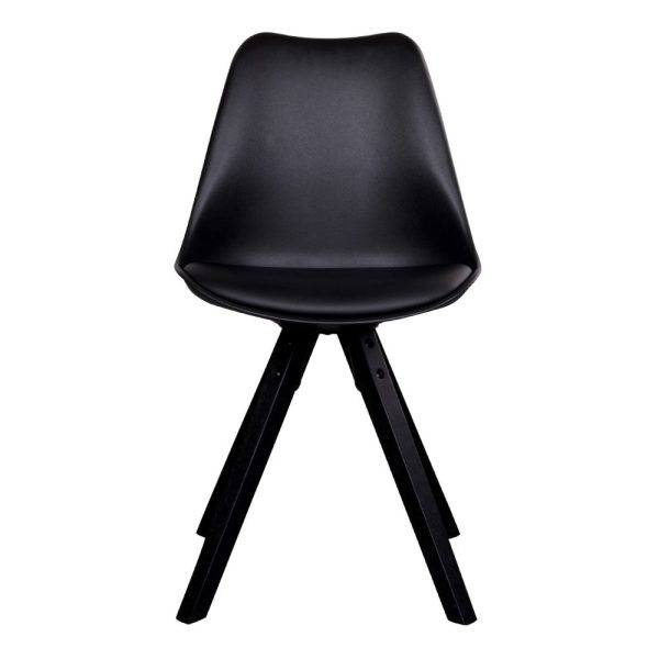 Bergen Dining Chair - Chair in black with black wood legs (set of 2) - Afbeelding 3