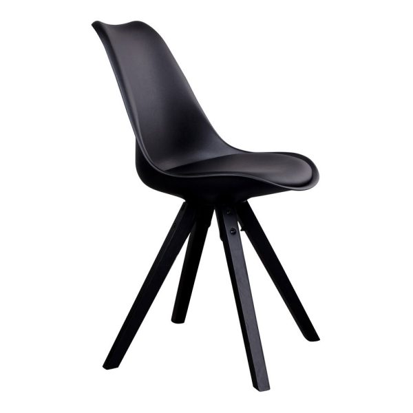 Bergen Dining Chair - Chair in black with black wood legs (set of 2) - Afbeelding 4