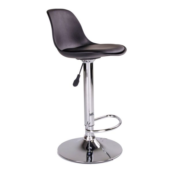 Trondheim Bar Chair - Bar chair in black with chrome legs (set of 2) - Afbeelding 4
