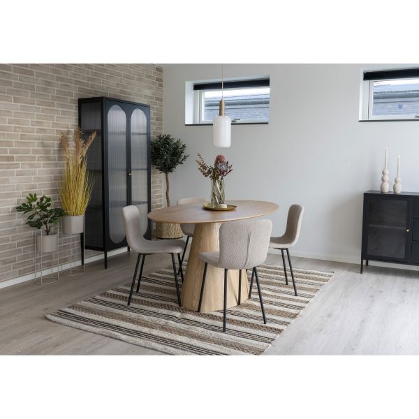 Halden Dining Chair - Dining Chair in bouclé, beige with black legs, HN1233 - set of 2 (set of 2) - Afbeelding 2