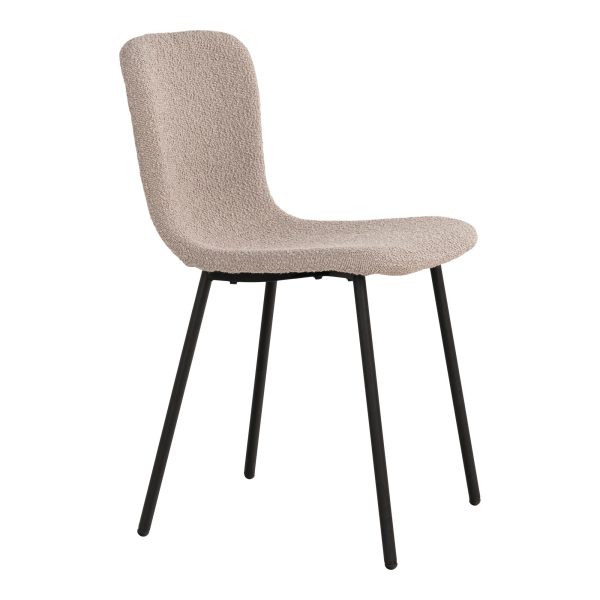 Halden Dining Chair - Dining Chair in bouclé, beige with black legs, HN1233 - set of 2 (set of 2) - Afbeelding 4