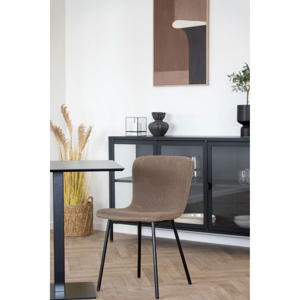 Dining chair, artificial fur, dark brown with black legs, HN1092 (set of 2) - Afbeelding 2
