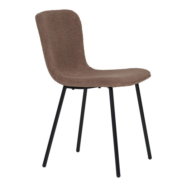 Dining chair, artificial fur, dark brown with black legs, HN1092 (set of 2) - Afbeelding 4
