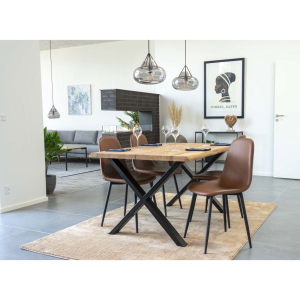 Stockholm Dining Chair - Chair in light brown vintage with black legs (set of 2) - Afbeelding 2