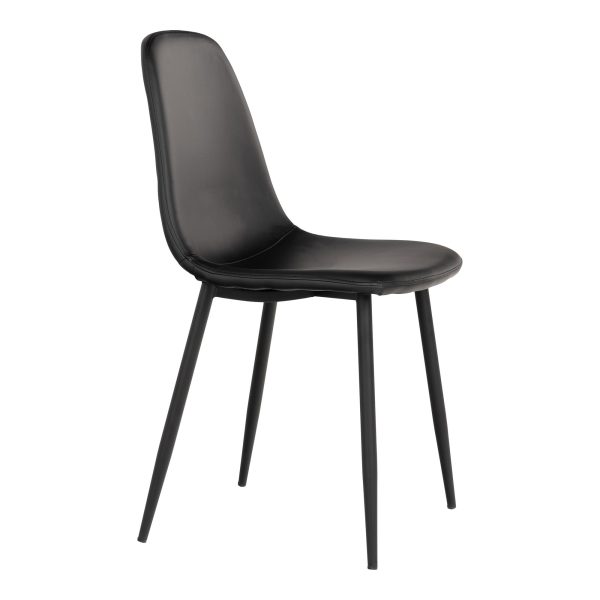 Stockholm Dining Chair - Chair in black PU with black legs (set of 2) - Afbeelding 4