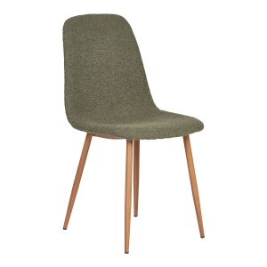 Dining chair, bouclé, dark green with woodlike legs, HN1236 (set of 2)
