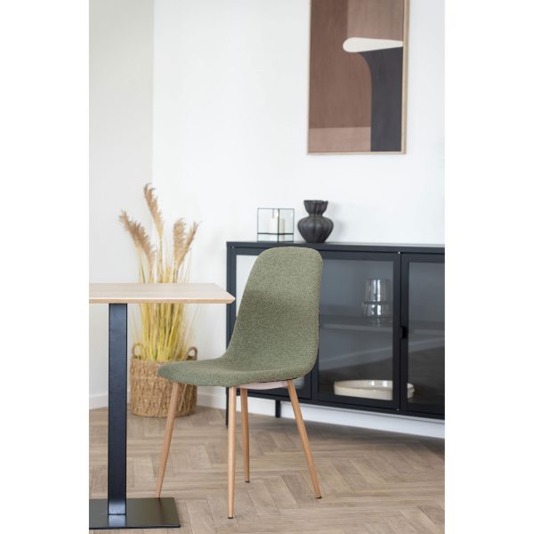 Dining chair, bouclé, dark green with woodlike legs, HN1236 (set of 2) - Afbeelding 2