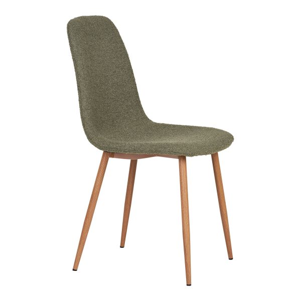 Dining chair, bouclé, dark green with woodlike legs, HN1236 (set of 2) - Afbeelding 4