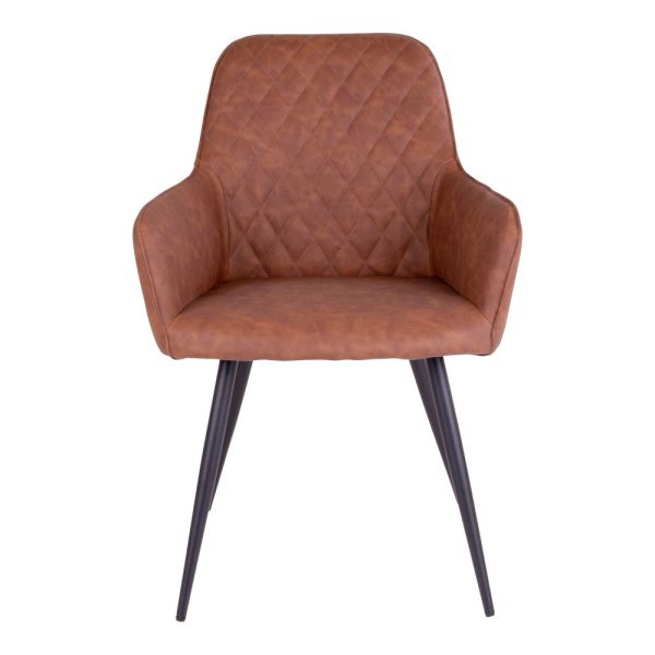 Harbo Dining Chair - Chair in vintage brown PU with black legs (set of 2) - Afbeelding 3