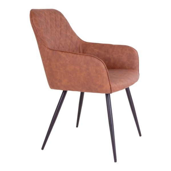 Harbo Dining Chair - Chair in vintage brown PU with black legs (set of 2) - Afbeelding 4