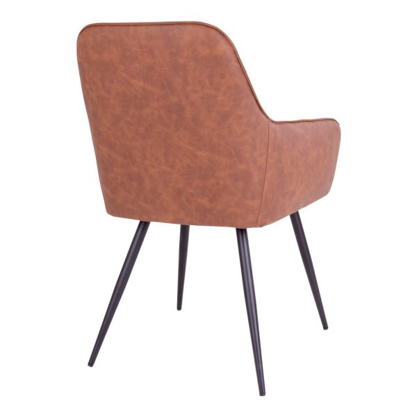 Harbo Dining Chair - Chair in vintage brown PU with black legs (set of 2) - Afbeelding 5