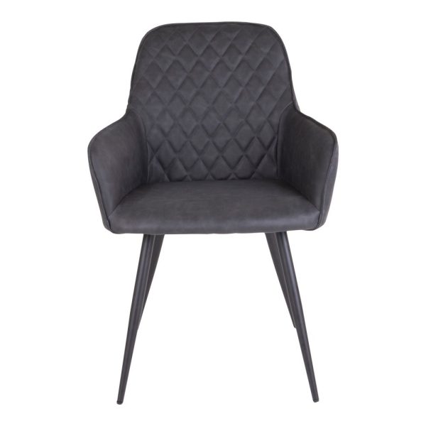 Harbo Dining Chair - Chair in dark grey PU with black legs (set of 2) - Afbeelding 3