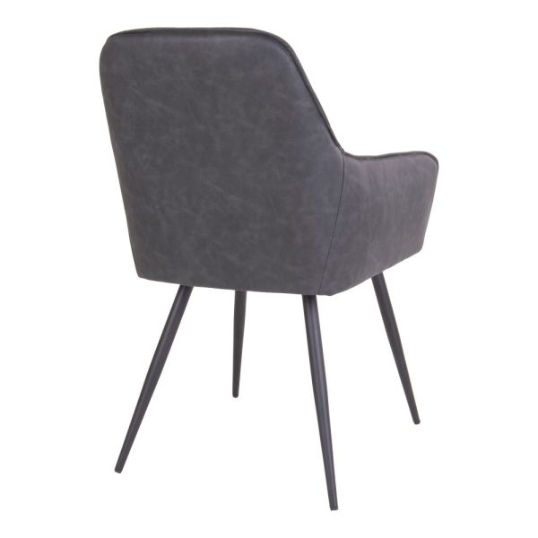 Harbo Dining Chair - Chair in dark grey PU with black legs (set of 2) - Afbeelding 5