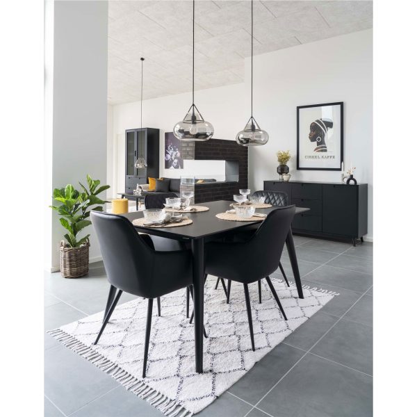 Harbo Dining Chair - Chair in black PU with black legs (set of 2) - Afbeelding 2