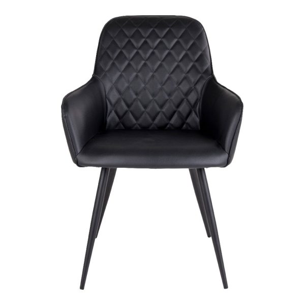 Harbo Dining Chair - Chair in black PU with black legs (set of 2) - Afbeelding 3