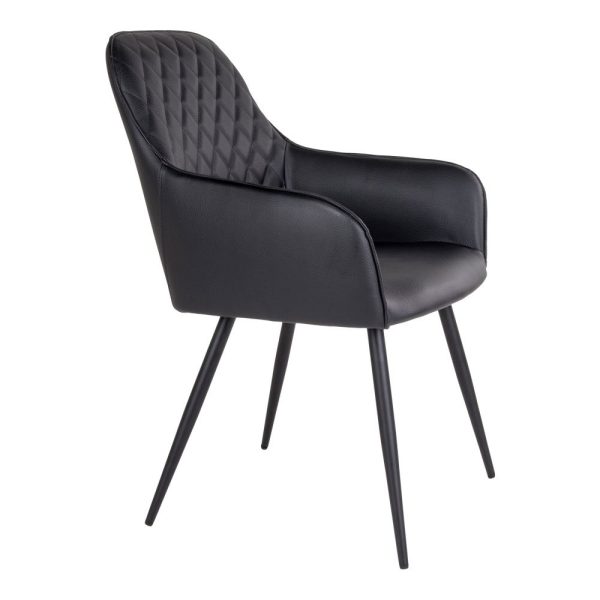 Harbo Dining Chair - Chair in black PU with black legs (set of 2) - Afbeelding 4