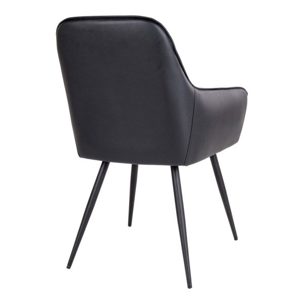 Harbo Dining Chair - Chair in black PU with black legs (set of 2) - Afbeelding 5
