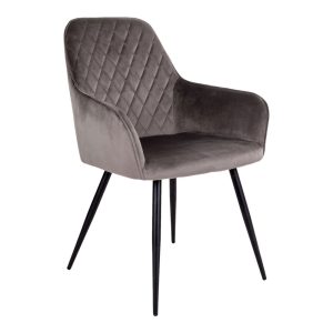 Harbo Dining Chair - Chair in mushroom velvet with black legs (set of 2)