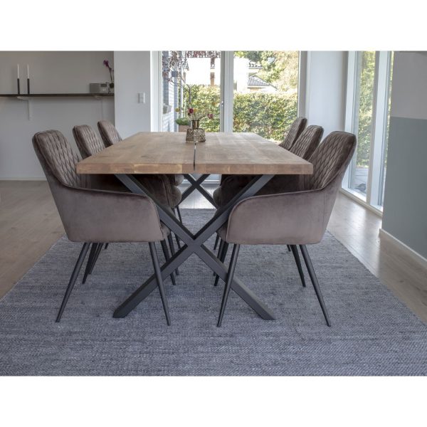 Harbo Dining Chair - Chair in mushroom velvet with black legs (set of 2) - Afbeelding 2