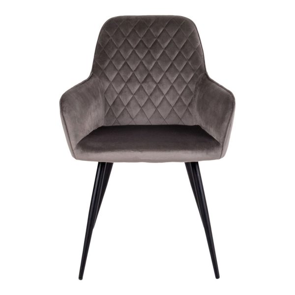 Harbo Dining Chair - Chair in mushroom velvet with black legs (set of 2) - Afbeelding 3
