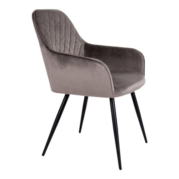 Harbo Dining Chair - Chair in mushroom velvet with black legs (set of 2) - Afbeelding 4